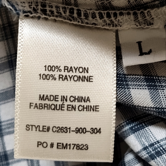 Anthropologie cloth & stone Women's Blue White Check Button Up | Long Sleeve | L - Picture 5 of 6